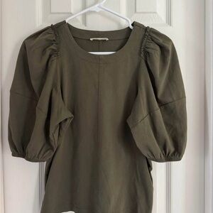 Madewell Green Puff Sleeve Boxy Blouse